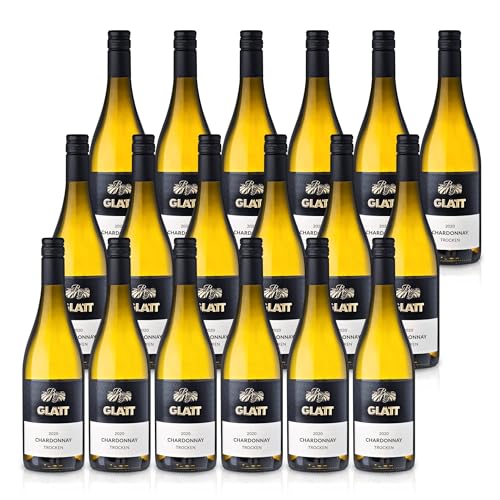 GLATT Chardonnay trocken 2020 | Qualitätswein vom Kaiserstuhl/Baden, Deutschland | Fruchtig Pikant im Geschmack | Weißwein aus der Chardonnay-Traube (18x 0,75L) von WBK Weinbau · Weinkontor Glatt