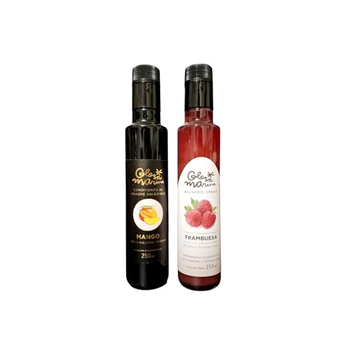 GLOSA MARINA Mallorca Balsamico Gourmet Essig Mango Black Edition und Crema Balsamica de Frambuesa Himbeere (2 x 250ml) von Generisch