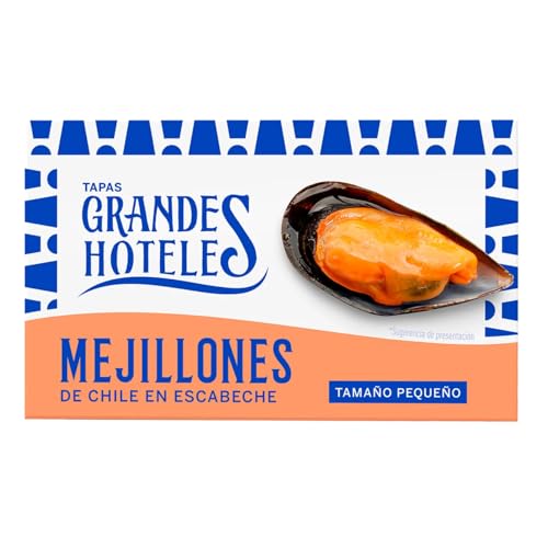 GRANDES HOTELES Kleine Miesmuscheln mit Chili in Escabeche 69 g. 9er-Packung. von Generisch