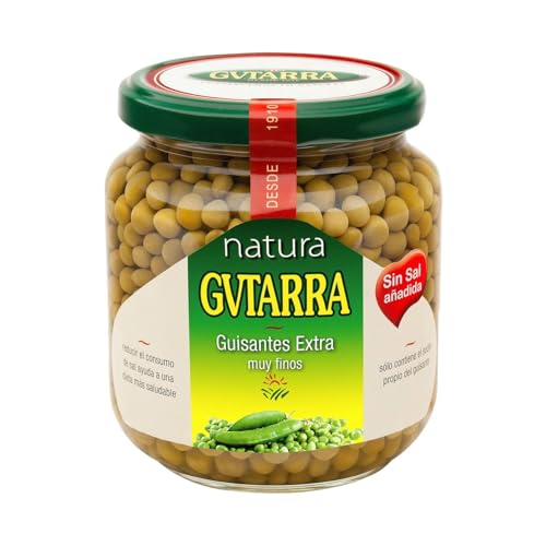 GVTARRA Sehr feine Extra Qualitäts-Erbsen ohne Salzzusatz, 360 g Glas. 2er Pack von Generisch