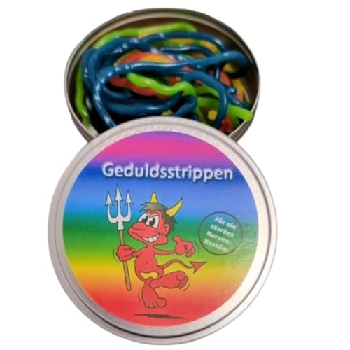 Geduldsstreifen aus der Dose, Fruchtgummi, Nervennahrung, Geschenk zur Entspannung, 4 Geschmacksrichtungen, Metalldose von Generisch