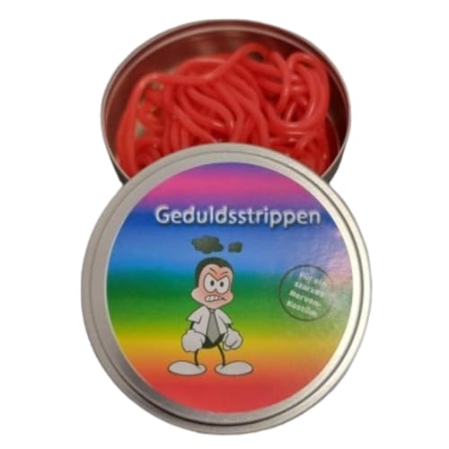 Geduldsstrippen aus der Dose, Fruchtgummi, Nervennahrung, Geschenk zur Entspannung, Spaßgeschenk Lustig (Erdbeergeschmack) Metalldose von Generisch