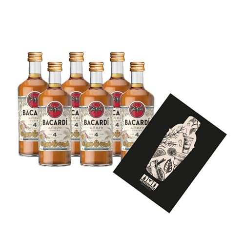 Generisch Bacardi Anejo Cuatro Miniatur 6x 50ml (40% Vol) Bacardi Ron Rum 4 Jahre Mini- [Enthält Sulfite] von Generisch