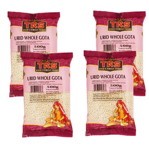 Generisch TRS - Urid Gota - Ohne Haut (Bundle von 4 x 500g) - Insgesamt 2kg - Hochwertige ganze Urid-Linsen - Ideal für die Zubereitung von indischen Gerichten von Generisch