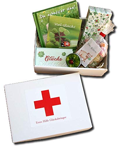 Geschenkbox Glück - Erste Hilfe Glücksbringer - Glückwunsch - Glücksgeschenke - Mutmacher - Geschenkidee Glück - Glücksbox von Generisch