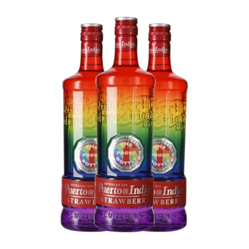 Gin Puerto de Indias Strawberry Rainbow 70 cl (Karton mit 3 Flaschen von 70 cl) von Generisch