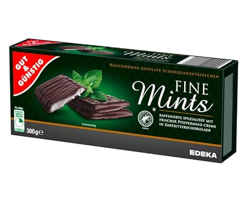 Gut & Günstig Fine Mints Pfefferminz-Täfelchen Schokolade mit Pfefferminz-Creme gefüllt Discounter After Eight Alternative 300g von Generisch