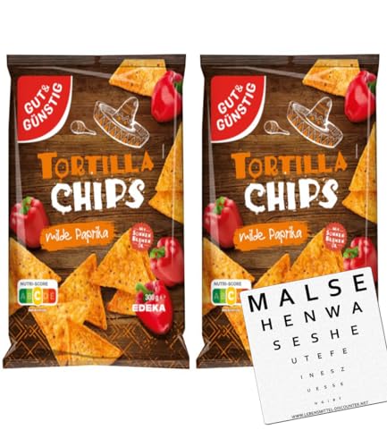 Gut und Günstig Nachos Paprika 2er Pack Tortilla Chips mit Paprika Geschmack 2 x 300g + gratis Lebensmittel-Discounter Bierdeckel von Generisch