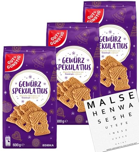 Gut & Günstig Spekulatius 3er Pack Gewürzspekulatius Weihnachtliche Kekse Klassiker für Adventszeit 3 x 600g Großpackung von Generisch