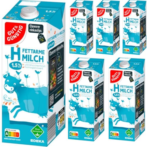 Gut & Gunstig fettarme H-Milch Unsere Haltbare Milch 1,5% Fett haltbare Milch 1000 Mililiter x 6 Stück von Generisch