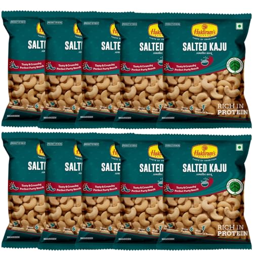 Haldiram's Salted Kaju – Indischer Snack (Bündel mit 10 x 40 g) von Generisch