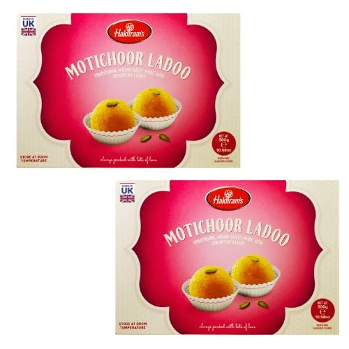 Haldirams Moti Choor Ladoo (Bündel mit 2 x 300 g) – Beliebte indische Süßigkeiten für alle Gelegenheiten von Generisch