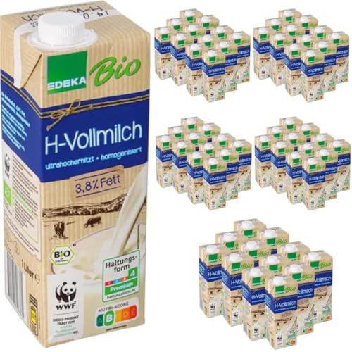 Haltbare Milch H-Vollmilch 3,8% Fett, Haltbare Milch, je 1 Liter, 60 Stück mit Pufai Grocery von Generisch