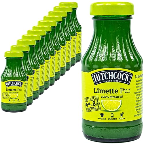 Hitchcock - 12er Pack Premium Limettensaft Pur 100% Direktsaft - Saft aus ca. 8 Limetten in 0,2 Liter Glasflasche von Generisch