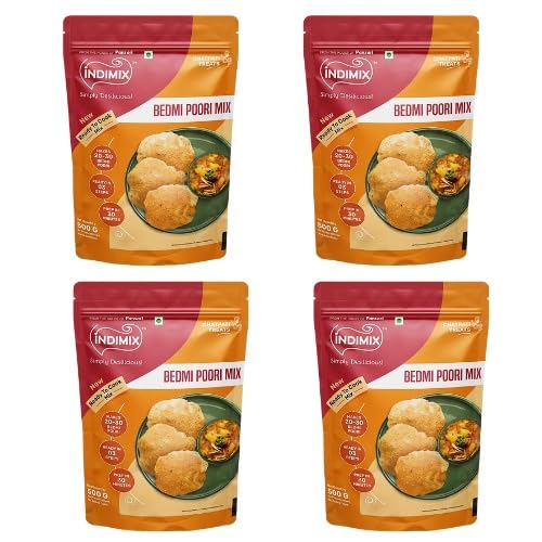 INDIMIX Instant Ready-to-Cook Bedmi Poori Aata Mix (Bündel mit 4 x 500 g) von Generisch