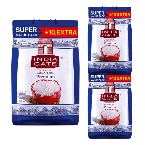 India Gate Premium Basmatireis (Bündel mit 3 x 5 kg) + 10% Extra (Super Value Pack) von Generisch