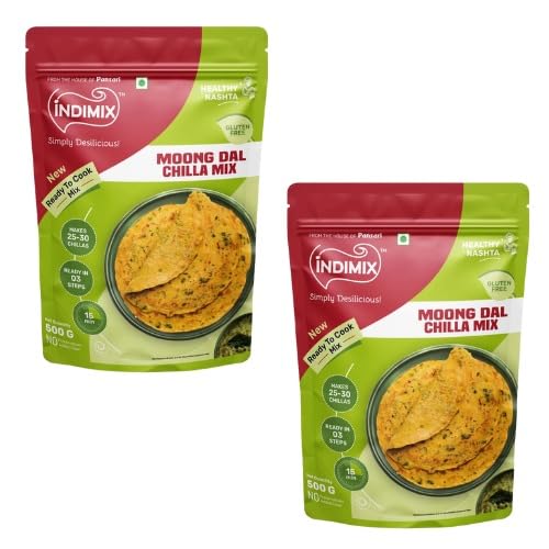 Indimix Instant Moong Dal Chilla Mix – küchenfertig (Bündel mit 2 x 500 g) von Generisch