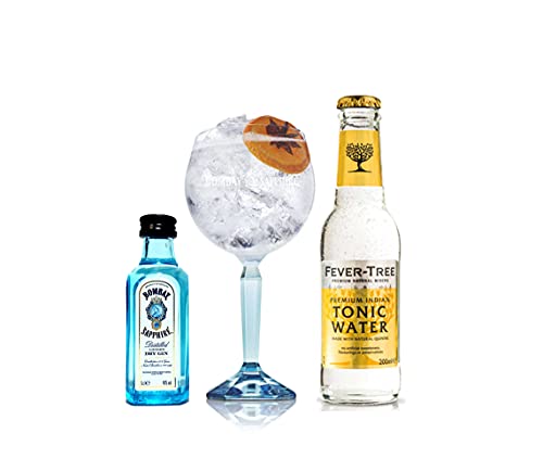 Individuelles Angebot, hergestellt mit Bombay Sapphire - Set - Gin 50ml (40% Vol) + Ballongläser + Fever-Tree Tonic Water 200ml - Inkl. Pfand MEHRWEG von Generisch