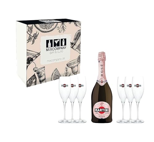 Individuelles Geschenkset mit Martini Rose Geschenkset 0,75L (11,5% vol.) Set inkl. 6 Gläser und Geschenkbox - [Enthält Sulfite] von Generisch