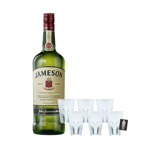 Individuelles Set mit Jameson Set Irish Whiskey 1L (40% vol.) inkl. 6er Set Shotgläser/Trio Tasting Glass Jameson 6cl- [Enthält Sulfite] von Generisch