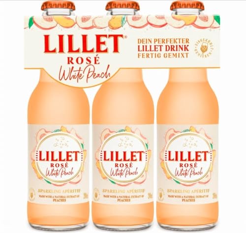 Individuelles Set mit Lillet Rose White Peach ready to drink Mischgetränk 3er Set - 3x 200ml (10,3% vol) - [Enthält Sulfite] von Generisch