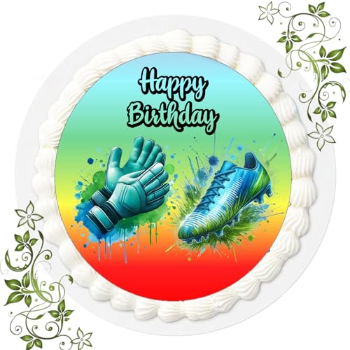 J & G FONDANT Tortenbild, Zuckerbild mit Motiv, Essbares Foto für Torten, Tortenbild, Tortenaufleger Ø 20cm FONDANT Fussball Nr. 103 von Generisch