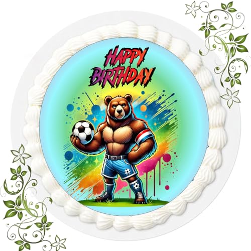 J & G FONDANT Tortenbild, Zuckerbild mit Motiv, Essbares Foto für Torten, Tortenbild, Tortenaufleger Ø 20cm FONDANT Fussball Nr. 89 von Generisch