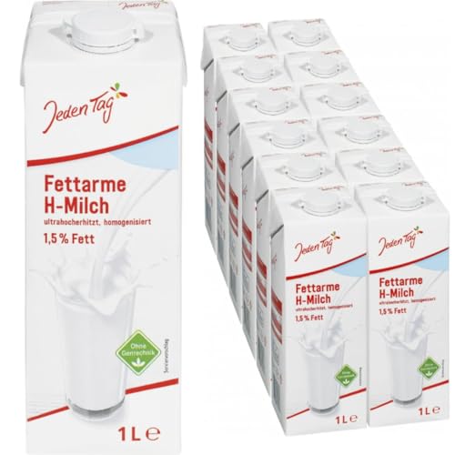 JEDDEN TAG Flüssigkeit H-Milch 1.5 Prozent, 12er Pack (12 x 1 l), Karton von Generisch