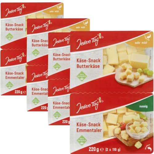 JEDDEN TAG Käse-Snack Butterkäse/Emmentaler Käse 220 gramm, 4er von Generisch