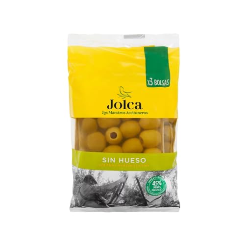 JOLCA Grüne Manzanilla-Oliven fein, ohne Kern JOLCA 3 Beutel x 50 g 3er-Packung. von Generisch