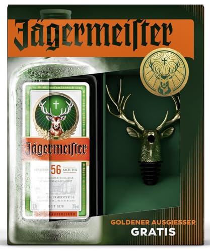 Jägermeister® Kräuterlikör 0,7 Liter Geschenkset mit 2 goldfarbigen Shotgläsern von Generisch