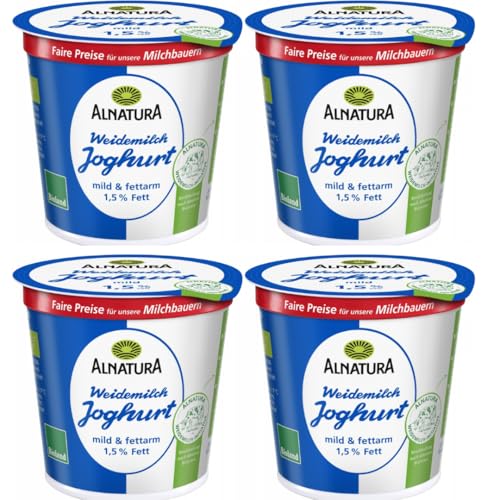 Joghurt Natur Ein milder Joghurt, feincremig mit mindestens%1,5 Prozent Fett 150 Gramm x 4 Stück [Frischegarantie] mit Pufai Grocery von Generisch