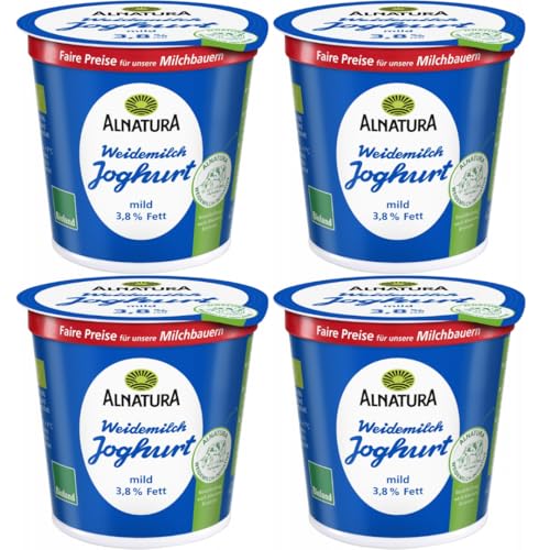 Joghurt Natur Ein milder Joghurt, feincremig mit mindestens 3,8 Prozent Fett 150 Gramm x 4 Stück [Frischegarantie] mit Pufai Grocery von Generisch