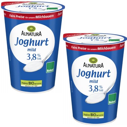 Joghurt Natur Ein milder Joghurt, feincremig mit mindestens 3,8 Prozent Fett 500 Gramm x 2 Stück [Frischegarantie] mit Pufai Grocery von Generisch