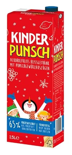 Kinderpunsch alkoholfrei rot 1,5 L Tetra Glühwein ohne Alkohol für Kinder & Erwachsene | mit 65% Fruchsaft und Punschgewürzen | Ideal als Heissgetränk für die kalte Jahreszeit von Generisch