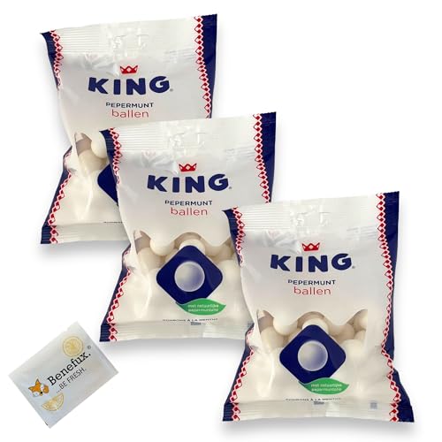 King Pepermunt Ballen Multipack 3x 250g + Benefux. Erfrischungstuch von Generisch