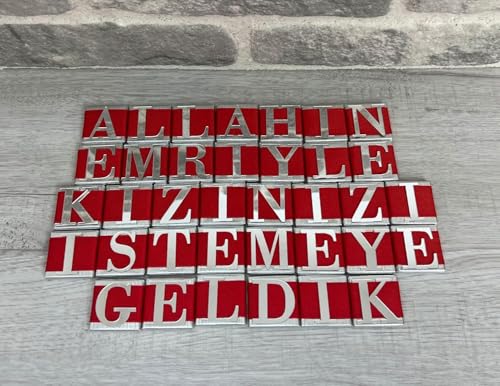 Kiz Isteme Cikolatasi | Allahin Emriyle Kizinizi Istemeye Geldik Schokolade | Plexischrift Allahin emriyle Kizinizi istemeye geldik (Silber) (Rot) von Generisch