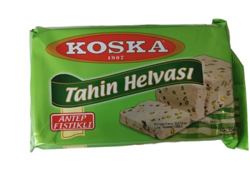 Koska Tahin Helva – 350 g – Traditionelle türkische Sesam-Süßigkeit – mit Pistazien, Schokolade oder Natur (Pistazie) von Generisch