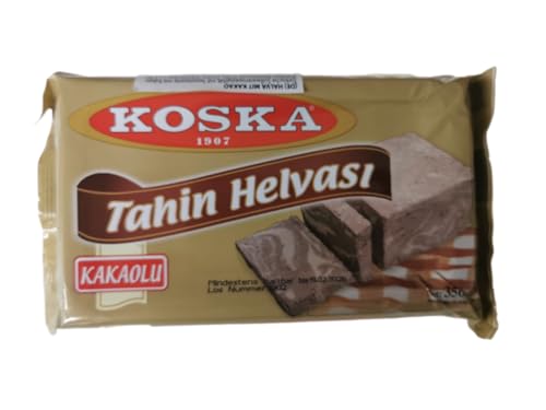 Koska Tahin Helva – 350 g – Traditionelle türkische Sesam-Süßigkeit – mit Pistazien, Schokolade oder Natur (Schokolade) von Generisch