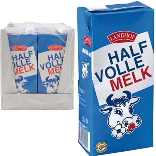 Landhof Holländische Milch Teilentrahmte Milch fettarme Haltbare Milch Teilentrahmte Fett, je 1 Liter, 12 Stück von Generisch