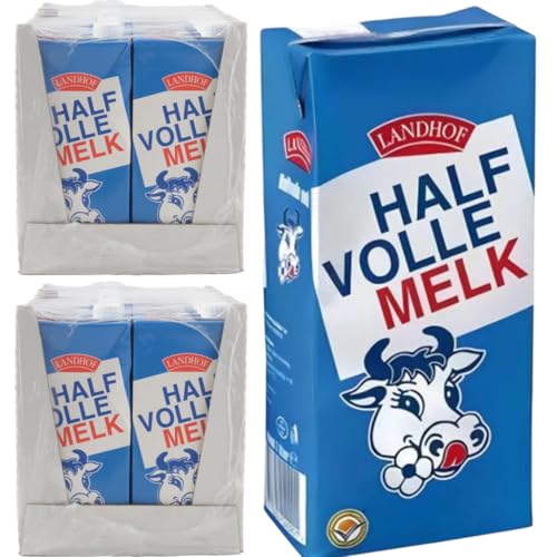 Landhof Holländische Milch Teilentrahmte Milch fettarme Haltbare Milch Teilentrahmte Fett, je 1 Liter, 24 Stück von Generisch