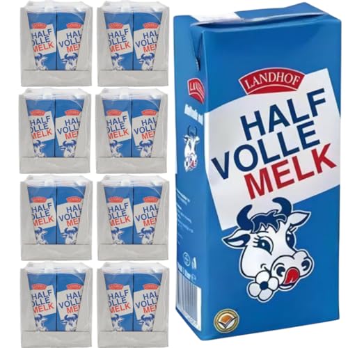 Landhof Holländische Milch Teilentrahmte Milch fettarme Haltbare Milch Teilentrahmte Fett, je 1 Liter, 96 STÜCK von Generisch