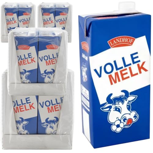 Landhof Holländische Milch Teilentrahmte Milch fettarme Haltbare Milch Vollfett, je 1 Liter, 48 Stück von Generisch