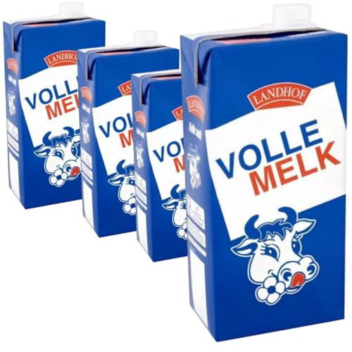 Landhof Holländische Milch Teilentrahmte Milch fettarme Haltbare Milch Vollfett Fett, je 1 Liter, 4 Stück von Generisch