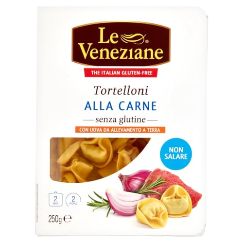 Le Veneziane Glutenfreie Fleisch-Tortelloni 6 x 250 g = 1500 g Tortelloni speziell für Menschen mit Glutenunverträglichkeit von Generisch