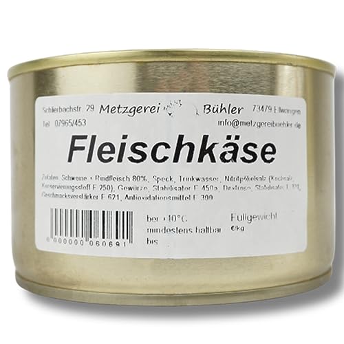 Leberkäse Fleischkäse Dosenwurst 120g-390g Wurstkonserve aus 80% Deutschem Rindfleisch und Schweinefleisch aus der Metzgerei Bühler Leberkäse in der Dose perfekt zum Campen & Mitnehmen (200g) von Generisch