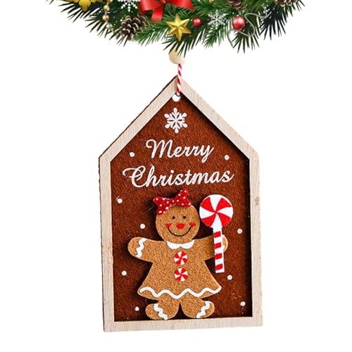 Lebkuchenhaus-Ornament,Lebkuchen-Weihnachtsdekorationen - Weihnachtsbaumschmuck in Hausform - Lebkuchenhaus-Anhänger-Charm, 2D-Weihnachts-Lebkuchenmann-Ornamente für Zuhause von Generisch