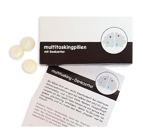 Liebeskummerpillen "Multitaskingpillen" | Inhalt: 25 g Fruchtbonbons mit Erdbeergeschmack und ein witziger Beipackzettel mit praktischer Anleitung | Geschenkidee für Multitasker | Motivationsgeschenk von Generisch