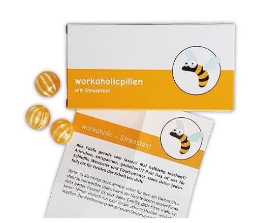 Liebeskummerpillen "Workaholicpillen" | 25 g Fruchtbonbons mit spritzigem Zitronengeschmack | Work-Life-Balance Geschenk | Humorvolle Geschenkidee für Kollegen von Generisch