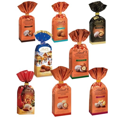 Lindt Gebrannte Mandeln geröstete Mandel in Nougat Weihnachtsmarkt feinherb Caramel Salz Cashew Macadamia Haselnuss von Generisch